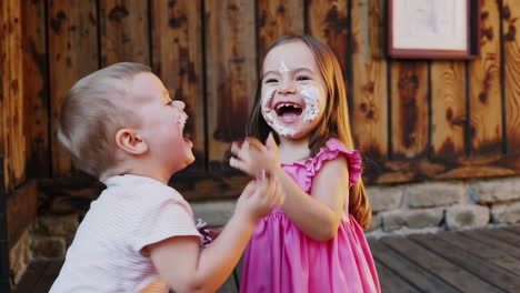 joyful kids having a messy playtime