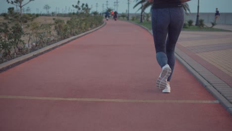 woman running on a track