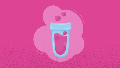 ensayo en tubo de laboratorio con animación rosa líquida