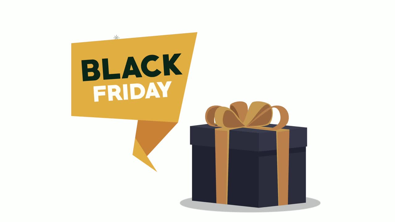 black friday sale with gift and golden speech bubble