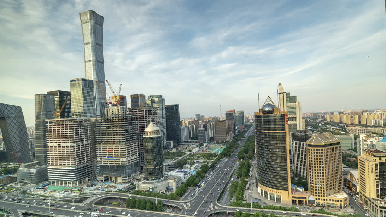 Timelapse of the Beijing city skyline from a high vantage point