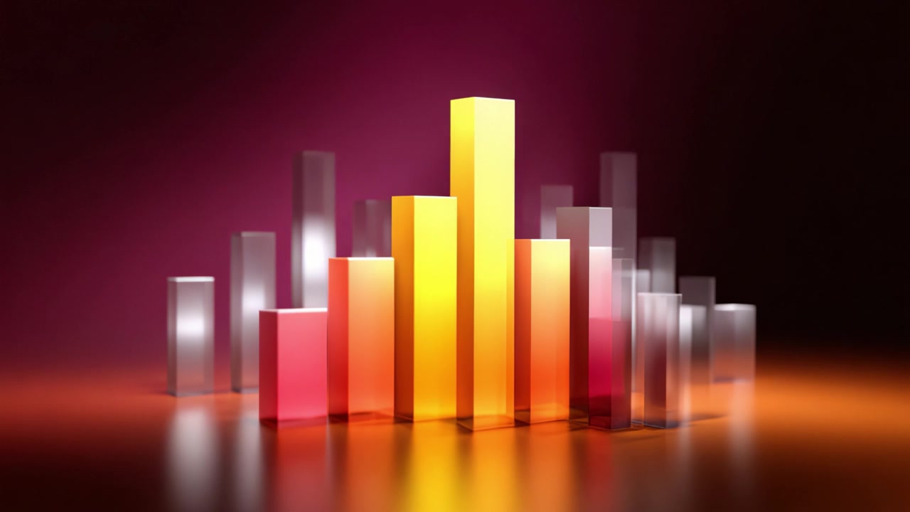 Dynamic Visualization of Categorical Data Representation with Colorful Bars in a 3D Space Creating a Modern and Engaging Data Analysis Display