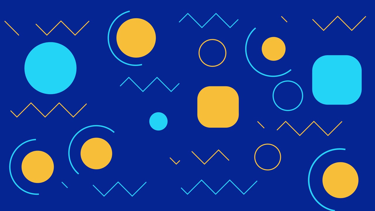 Looping Abstract Geometric Shapes Background Animation in Blue and Yellow