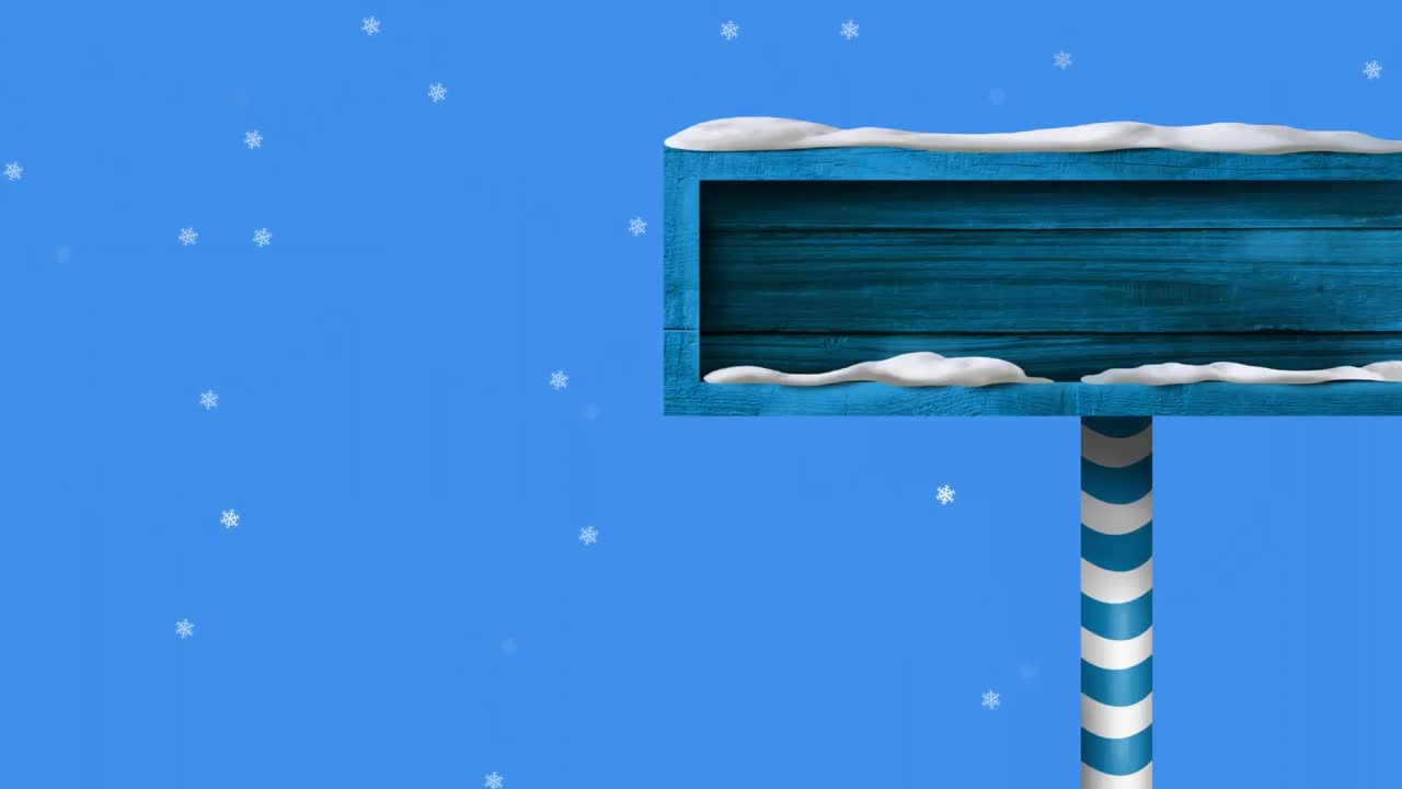 카피 공간 을 가진 크리스마스 나무 표지판 위 에 내리는 눈 의 애니메이션