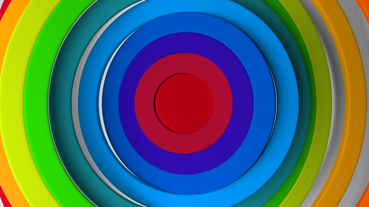 los círculos de colores arco iris ondulan sin fin. fondo fresco para con anillos animados.