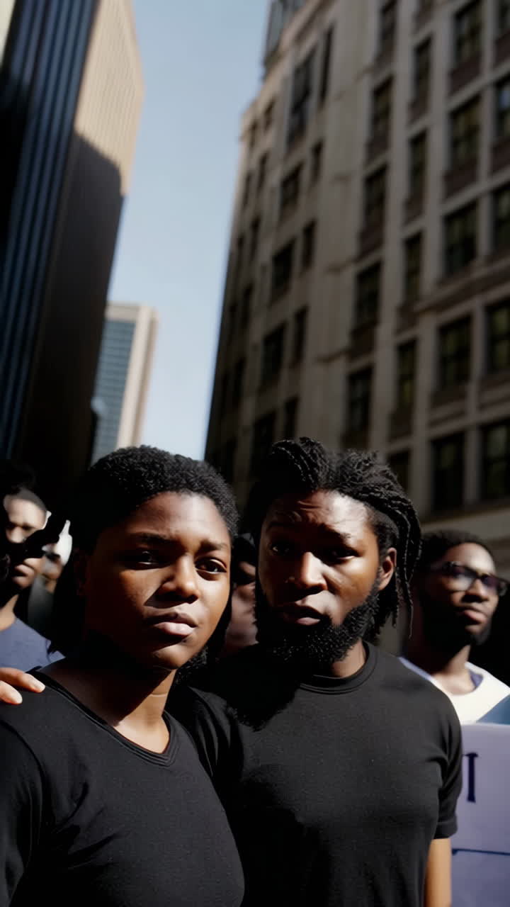 People Raising Hands in Solidarity at an Urban Gathering