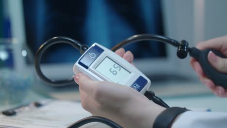 Blood-pressure-monitor.-Hypertension-concept.-Blood-pressure-check-equipment