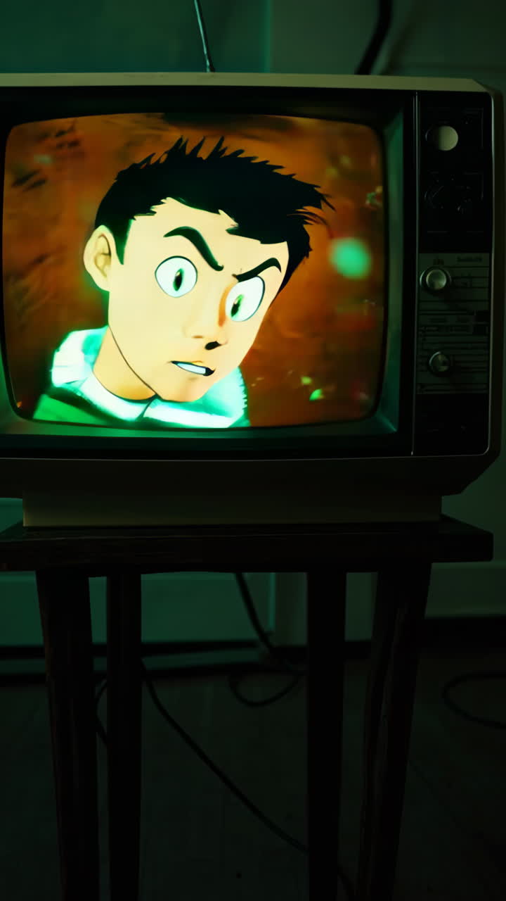 Vintage TV with a Distorted Figure