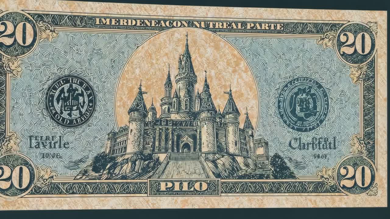 Fantasy Money with Castle Illustration