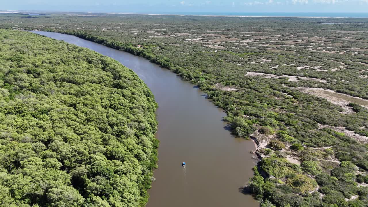 Parnaiba Delta At Araioses In Maranhao Brazil. Nature Scenery. Brazilian Delta Of The Americas. Parnaiba Delta At Maranhao. Winding River. Beach Landscape. Vacations Travel. Brazil Northeast