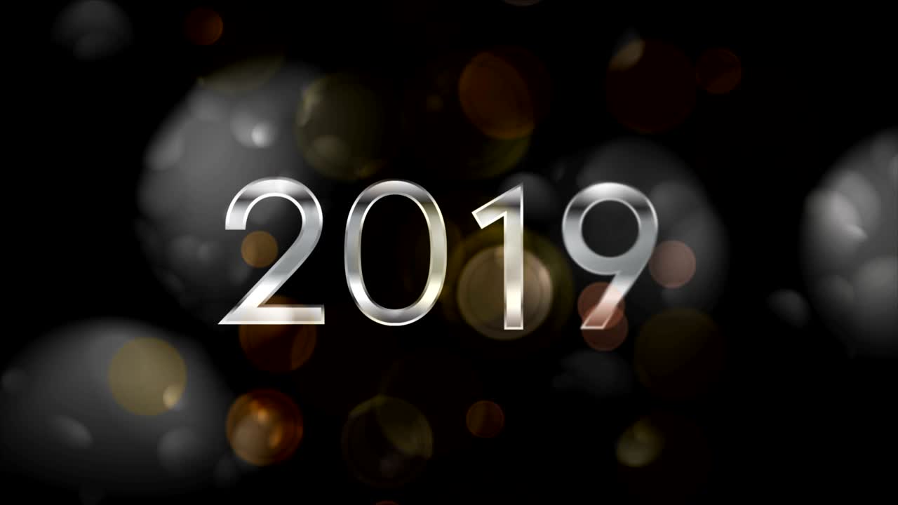 New Year 2019 abstract dark bokeh video animation