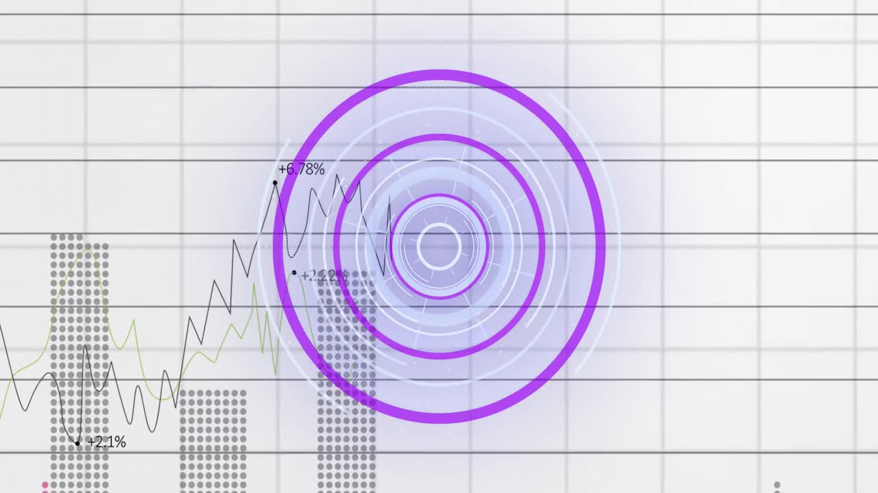 Animation of scope scanning over financial data processing on white background