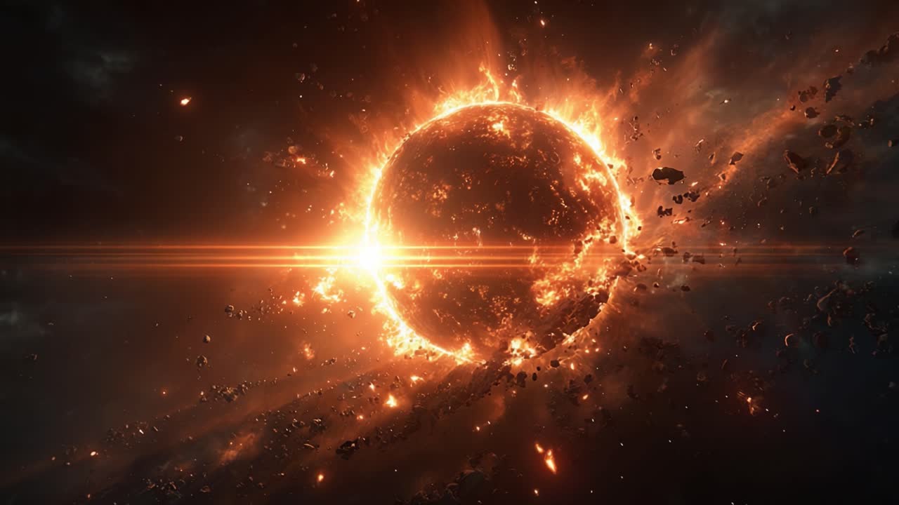 Et betagende himmelsk skue: Den strålende sjæl af en døende stjerne omgivet af kosmisk murbrokker og stjernestråling i rummets uendelighed.
