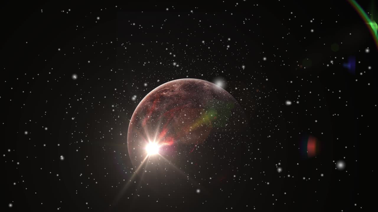 un planeta con luces brillantes en el gran universo