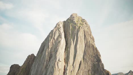 Mountain-Peak-Of-Segla-In-Norway---tilt-down