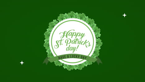 tarjeta animada del día de san patricio con encaje de sello