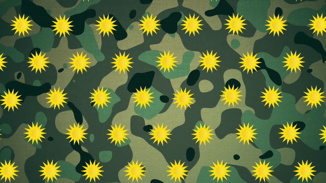 animación de los iconos del sol sobre un fondo verde