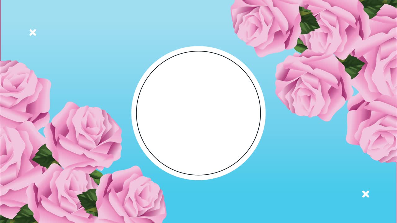 розовые цветы с круглой рамкой анимации