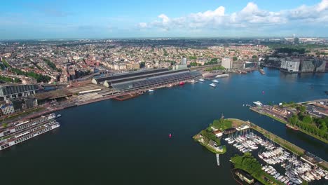 city aerial view over amsterdam