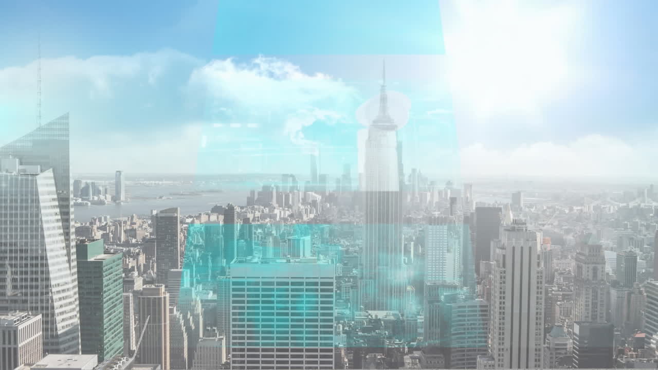 도시 풍경에 대한 통계 및 데이터 처리의 애니메이션