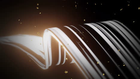 flowing black and white ribbons with golden stars animation