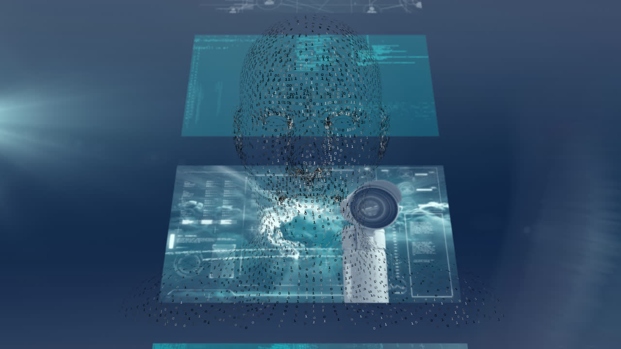 animazione dell'elaborazione dei dati su umano digitale