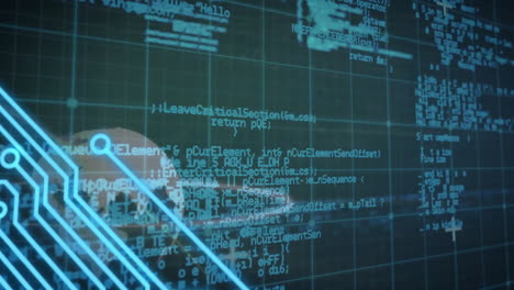 animation of digital data processing over computer circuit board