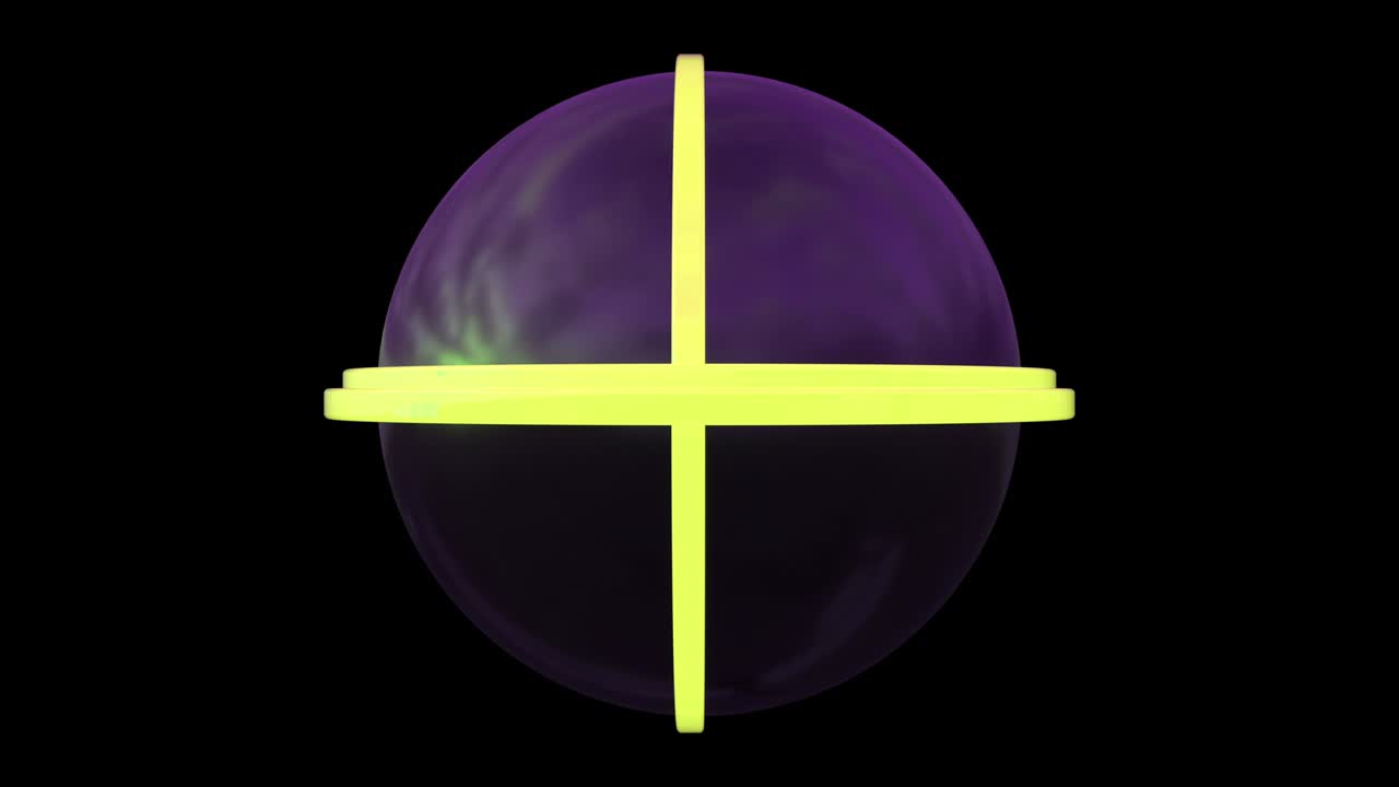 Futuristic planet with alpha channel. Neon orbits moving around the sphere. Seamless pattern.