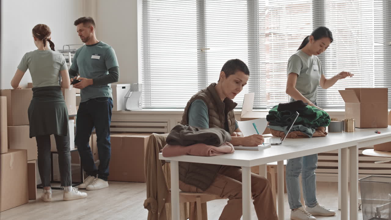 Volunteers Preparing Donations