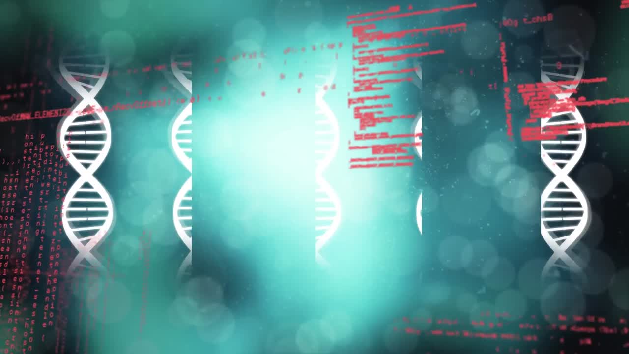 Animation of dna strands spinning and medical data processing