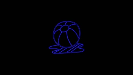 ball icon for game animation lines on a black background. 4k video seamless neon line animation. summer ball