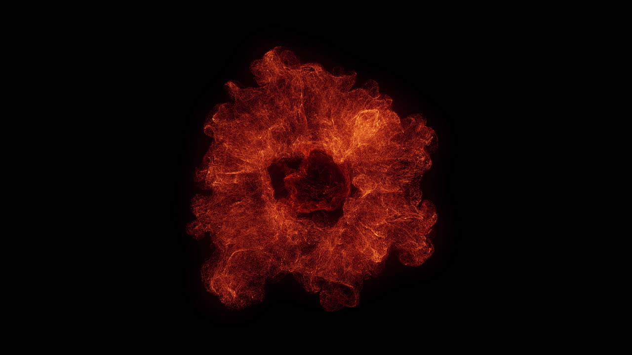 Dynamic Orange Fire Bursting and Spreading on Dark Background