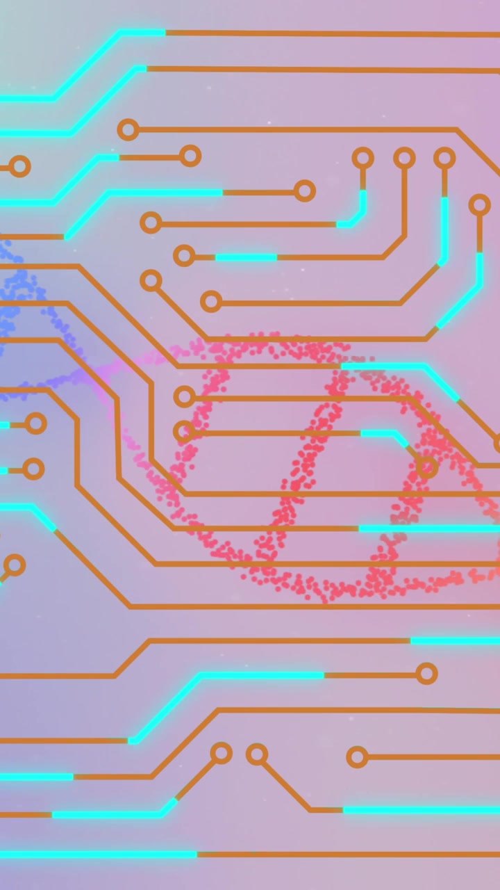 Animation of dna strand spinning over computer circuit board