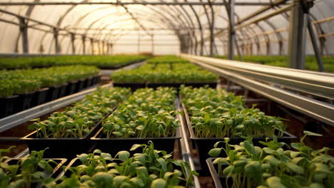 seedlings growing in a greenhouse