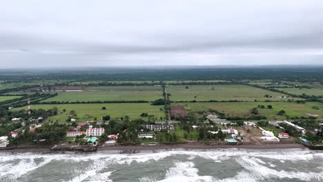 Drone-shot-of-Mexican-shore-line-of-veracruz