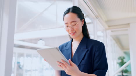 business woman, tablet and technology