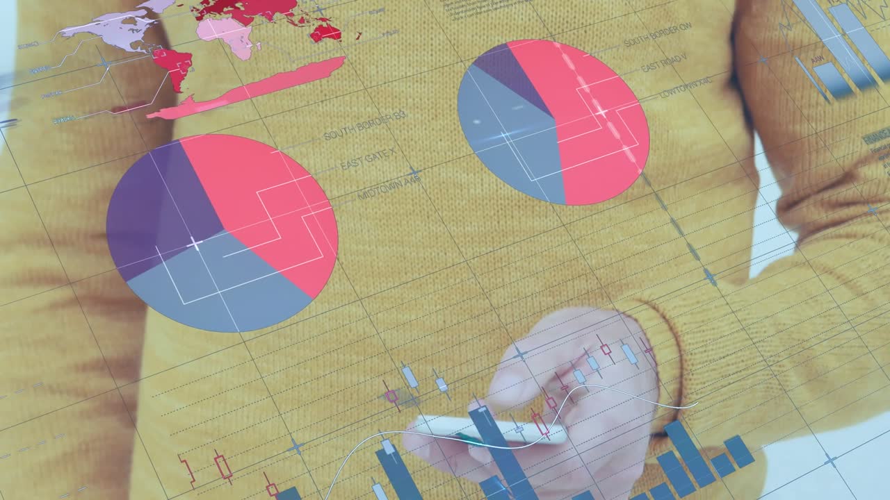 スマートフォンを使う白人男性におけるデータ処理のアニメーション