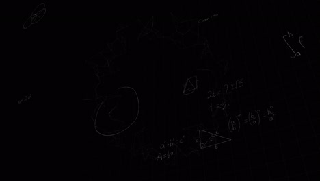 animation of mathematical equations on black background