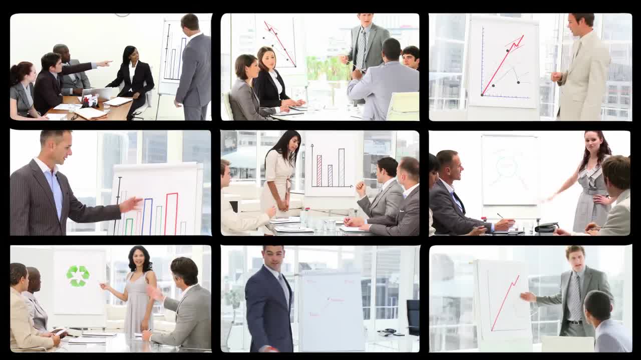 успешные бизнесмены, делающие презентации