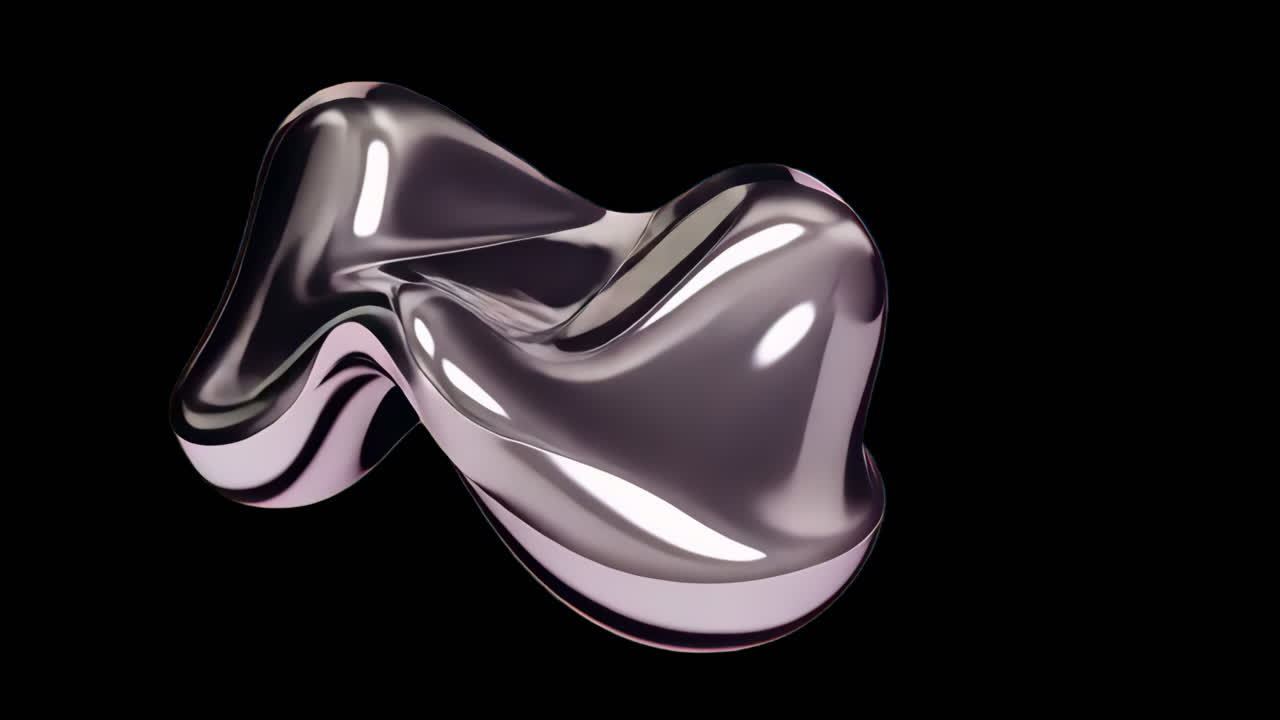 Chrome 3d shape animation isolated asset, transparent 4K video, alpha channel, ProRes 4444
