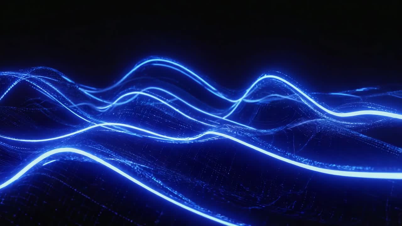 Abstract blue neon waves