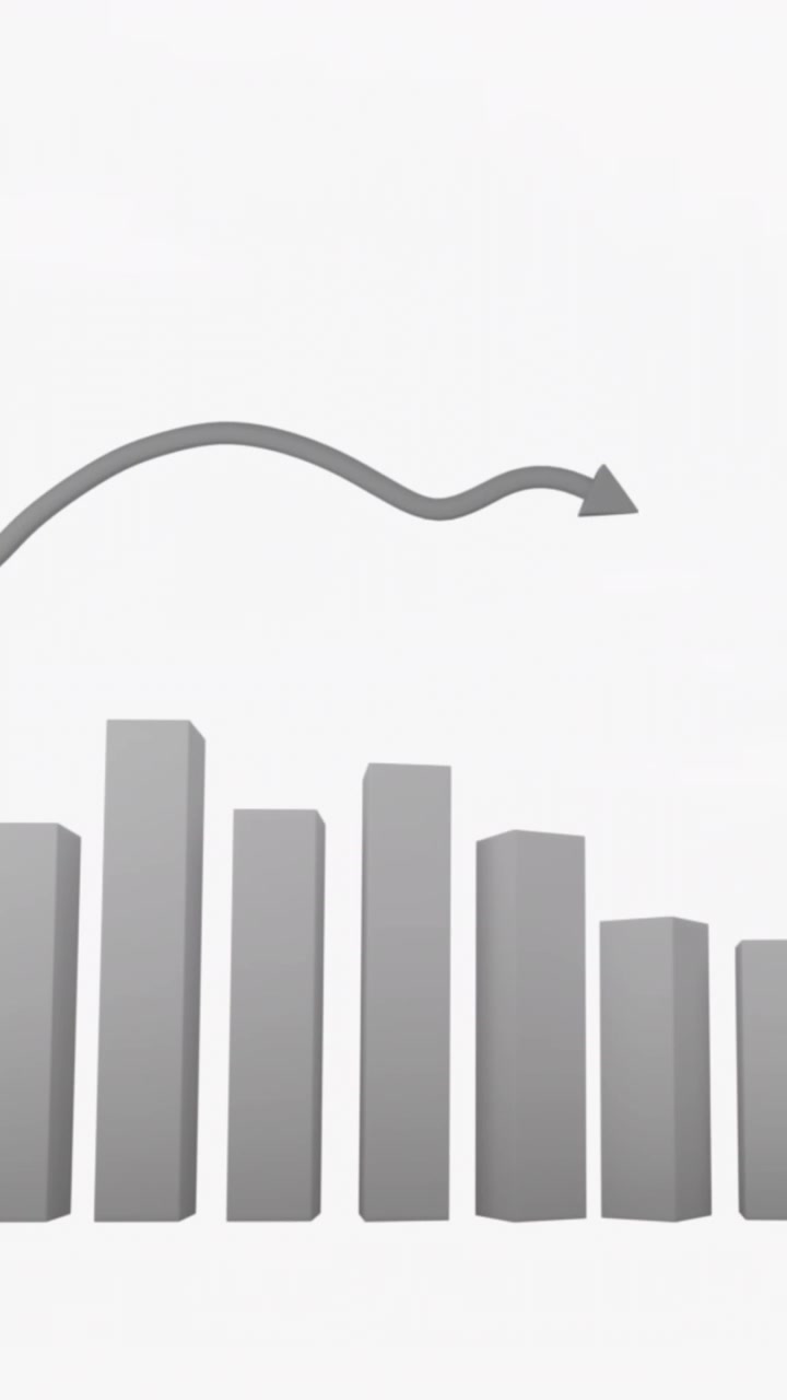 Animazione di elaborazione dati statistici su sfondo grigio