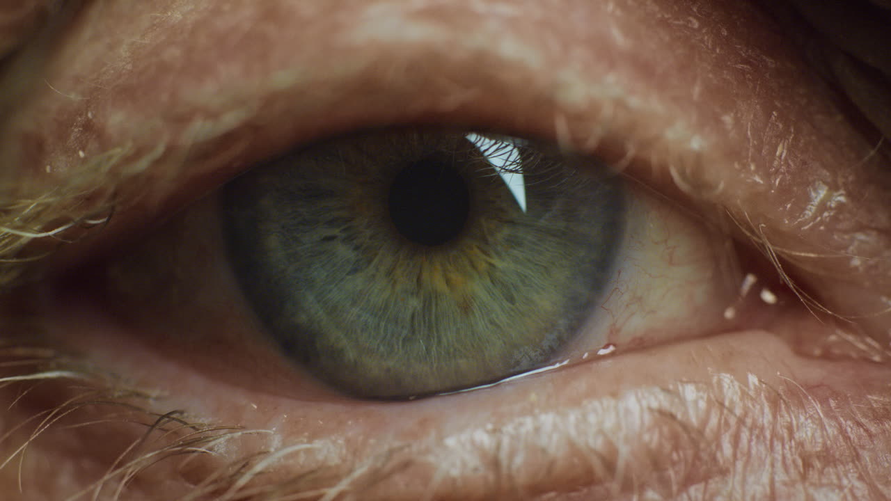 близкий макро глаз мигает старость зрение концепция здоровья