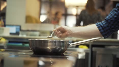 cooking in a professional kitchen