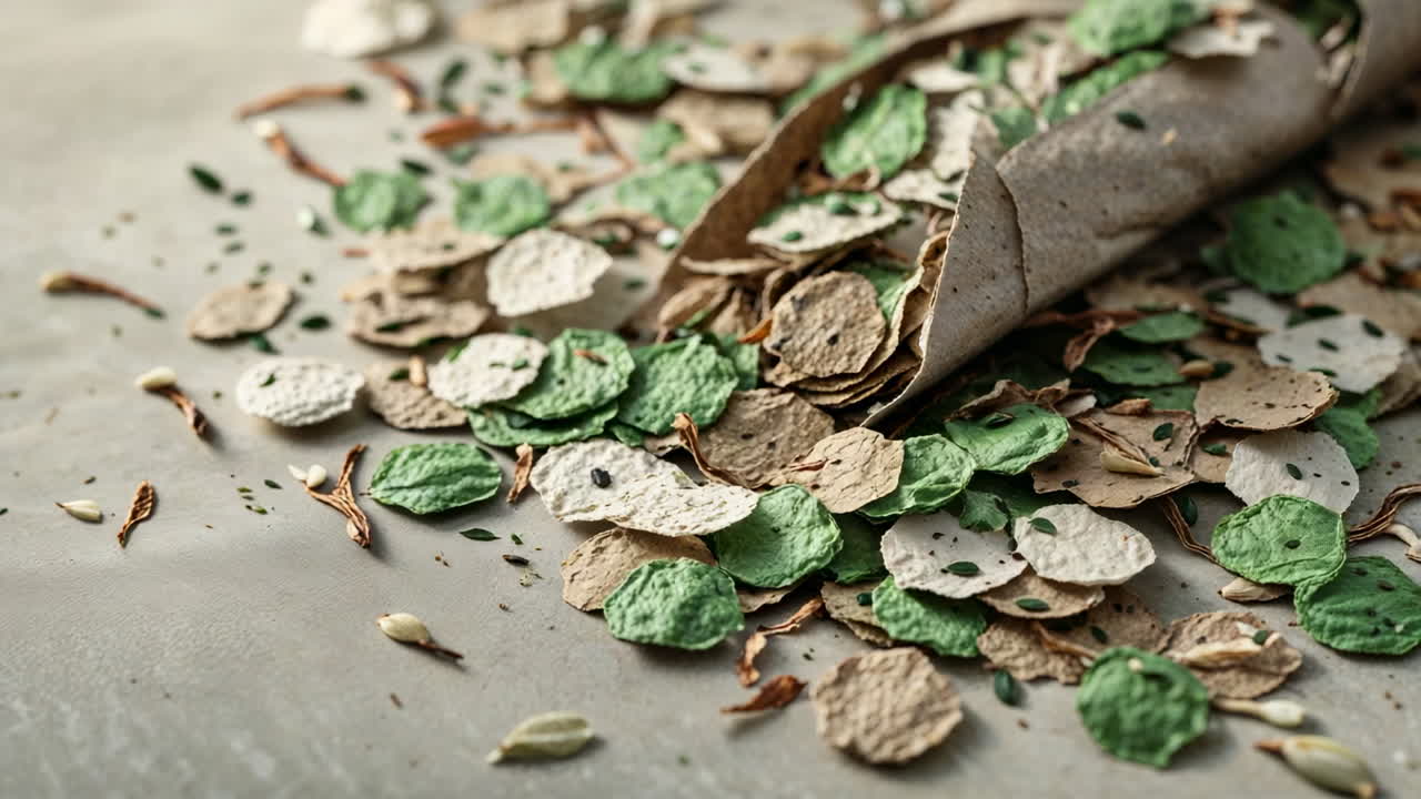 Plantable Seed Paper Spilling from a Cone