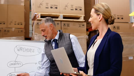 manager and worker using a white board