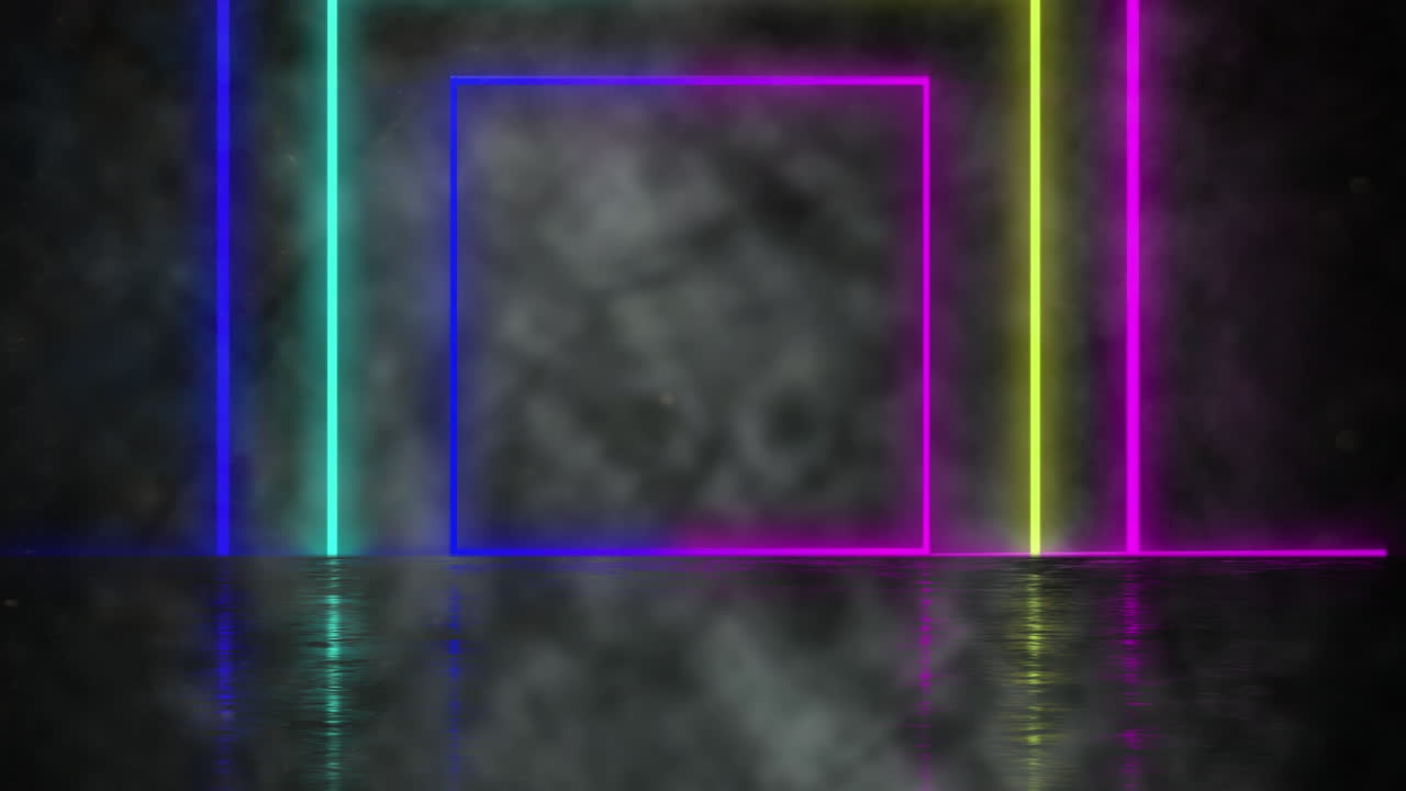 animación de formas de neón sobre un fondo negro