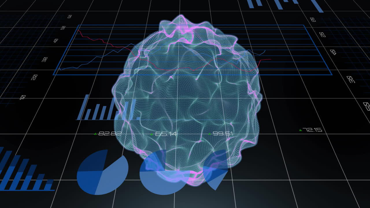 데이터 프로세싱의 애니메이션과 검은색 배경의 지구