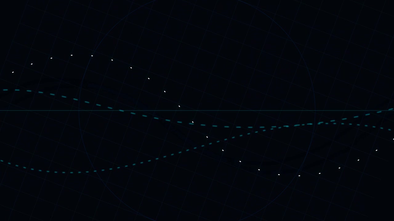 Abstract Digital Sine Waves Moving on Dark Grid Background