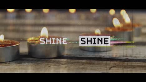 animation of funk in black and white text with colourful distortion over lit candles on wooden table